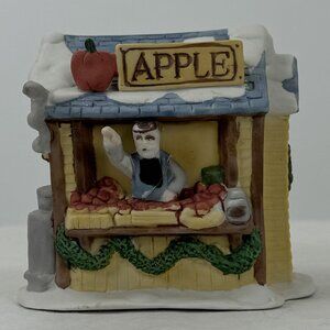 Vintage 1990 Dickensville Collectables Porcelain Apple Stand Christmas Village